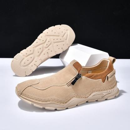 🐂 Men's Calfskin Walking Shoes 👞 Hand-sewn, slip-on design, easy to put on and take off ✅ Arch support - relieve pain and walk comfortably