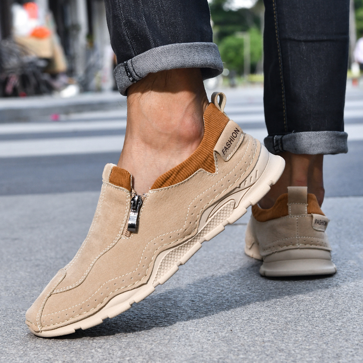 🐂 Men's Calfskin Walking Shoes 👞 Hand-sewn, slip-on design, easy to put on and take off ✅ Arch support - relieve pain and walk comfortably