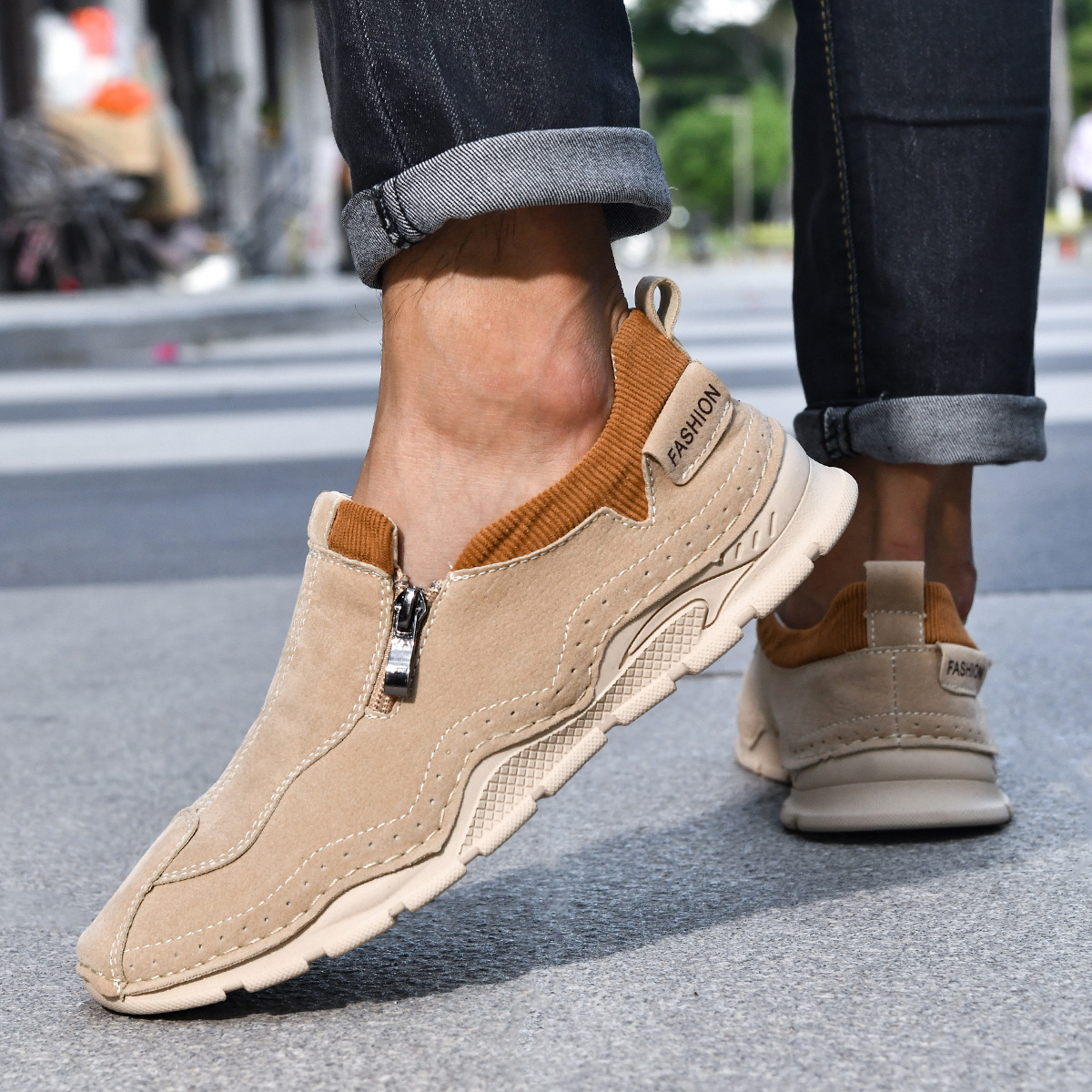 🐂 Men's Calfskin Walking Shoes 👞 Hand-sewn, slip-on design, easy to put on and take off ✅ Arch support - relieve pain and walk comfortably