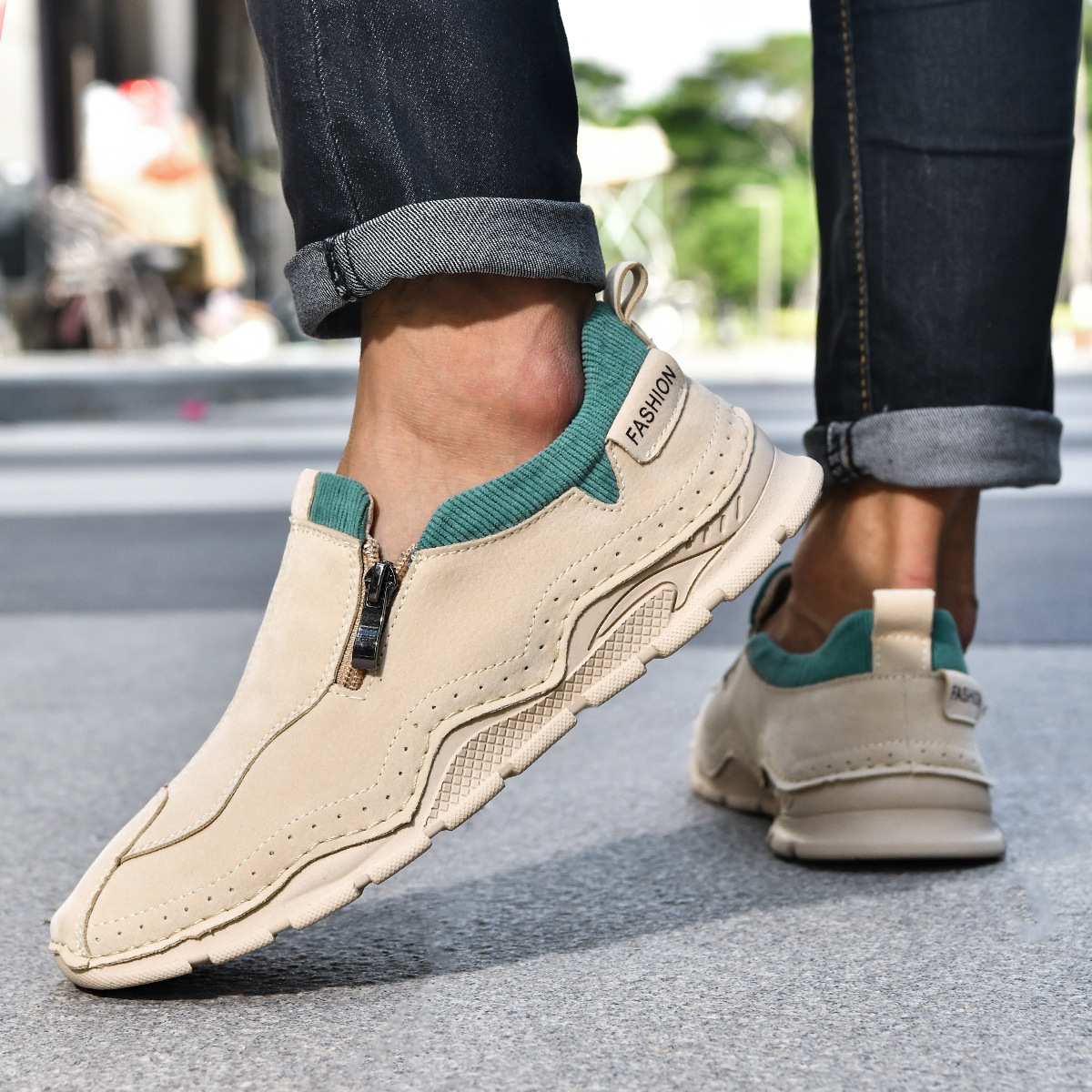 🐂 Men's Calfskin Walking Shoes 👞 Hand-sewn, slip-on design, easy to put on and take off ✅ Arch support - relieve pain and walk comfortably