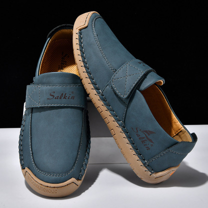 🐂 Men's Calfskin Casual Shoes 👞 Hand-sewn, slip-on design, easy to put on and take off ✅ Arch support - relieve pain and walk comfortably all day