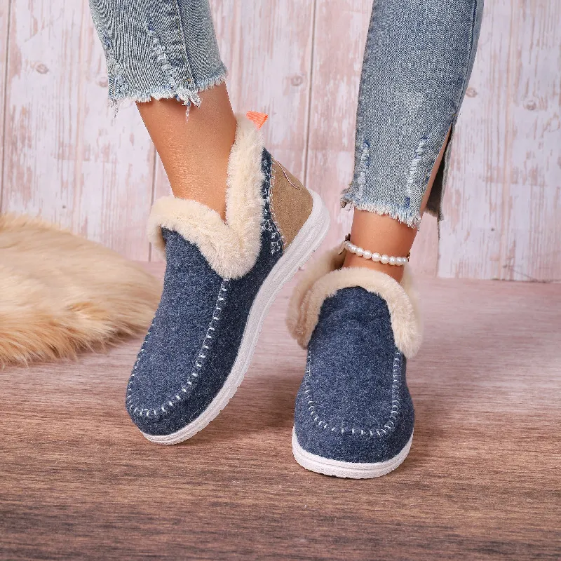 Womens Orthopedic Winter Wool Snow Boots Cozy Winter Slipper