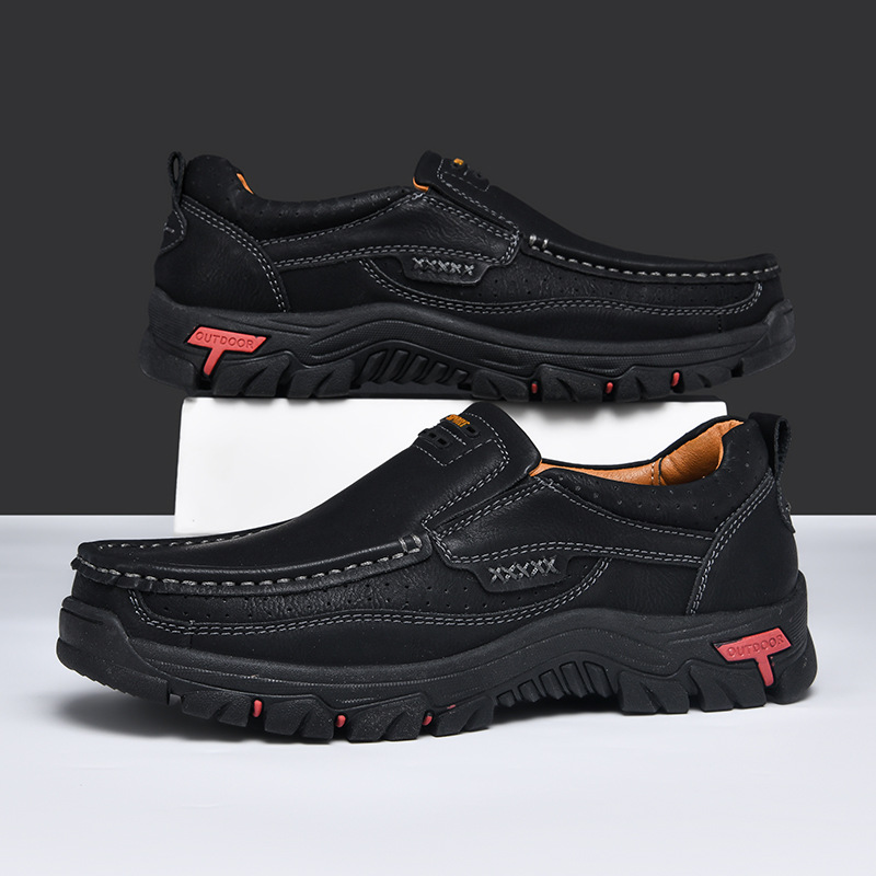 🐂Men's Calfskin Walking Shoes 👞 Slip-on design, easy to put on and take off ✅ Arch support - relieve pain and walk comfortably