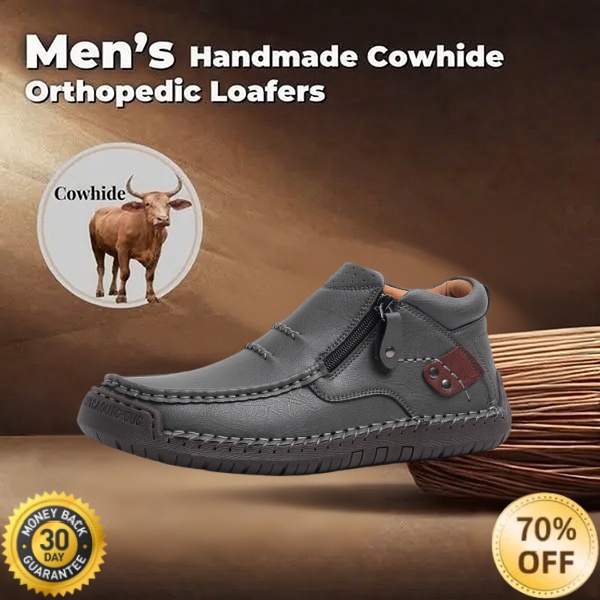 🔥 Men's Calfskin Casual Shoes👞 Hand-sewn, easy to put on and take off✅ Arch support - relieve pain and provide walking comfort