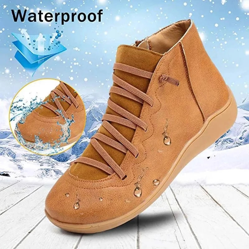 Women Leather Waterproof Orthopedic Vintage Boots