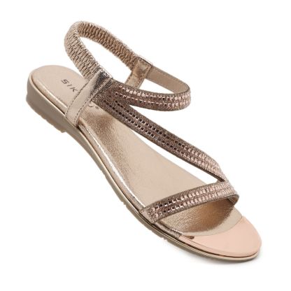 Sandals Hollow Triangle Rhinestone Sandals Soft Bottom Wedge Flat