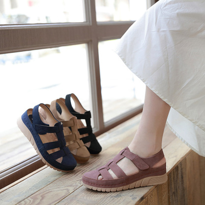 Casual Orthopedic Velcro Walking Wedge Toe Sandals