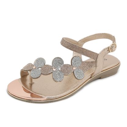Sandals Hollow Triangle Rhinestone Sandals Soft Bottom Wedge Flat