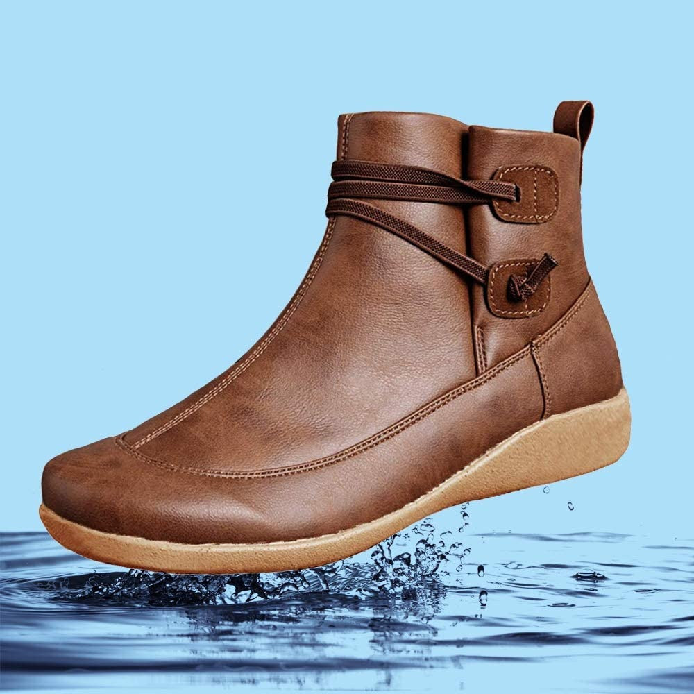 Women Snow Ankle Boots Waterproof Leather Orthopedic Shoes