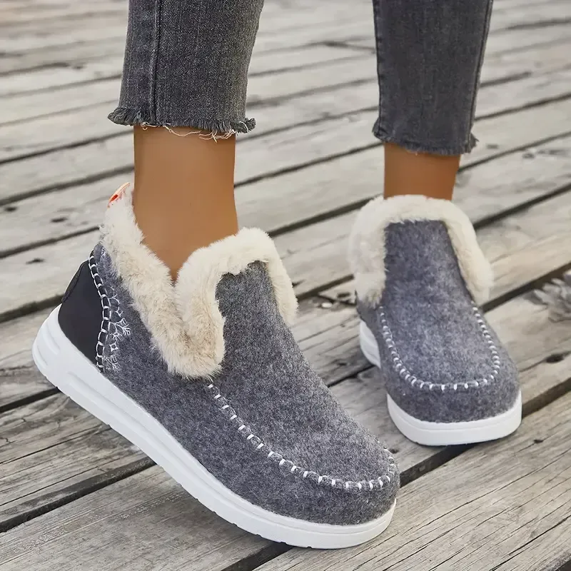 Womens Orthopedic Winter Wool Snow Boots Cozy Winter Slipper