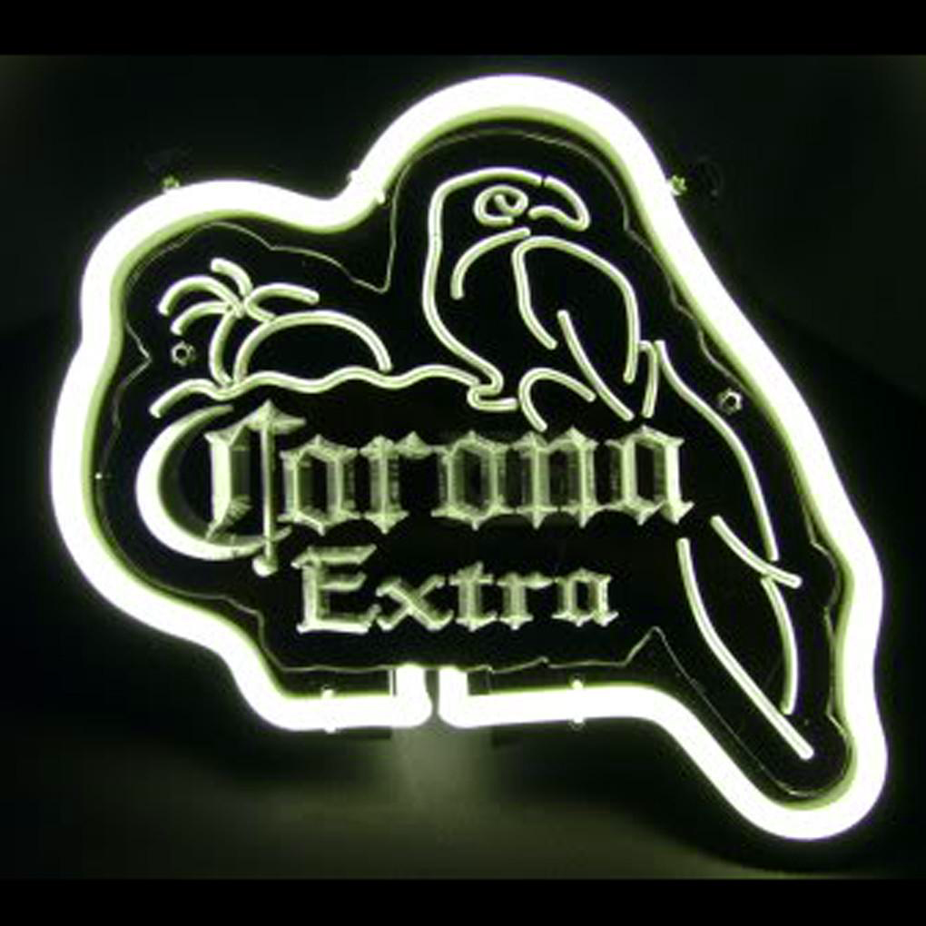 Corona Extra Parrot White On Black Neon Bar Mancave Sign Wall Decor