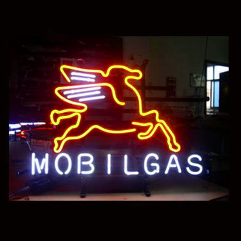 Mobilgas Oil Handmade Art Neon Sign Wall Decor
