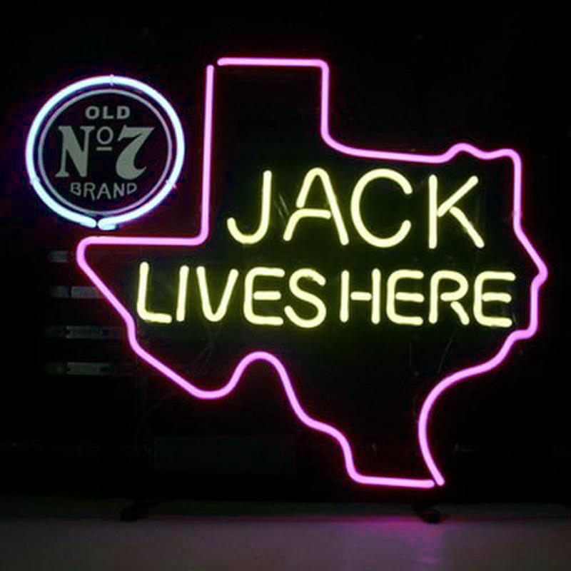 New Jack Daniels Lives Here Texas Old No7 Whiskey Handmade Art Neon Sign Wall Decor