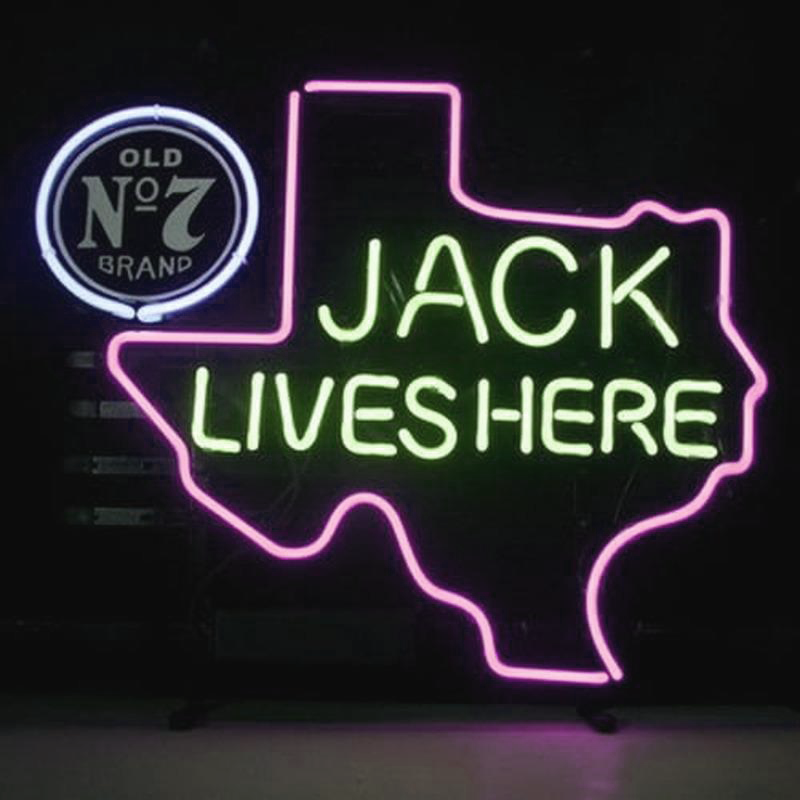 New Jack Daniels Lives Here Texas Old No7 Whiskey Handmade Art Neon Sign Wall Decor