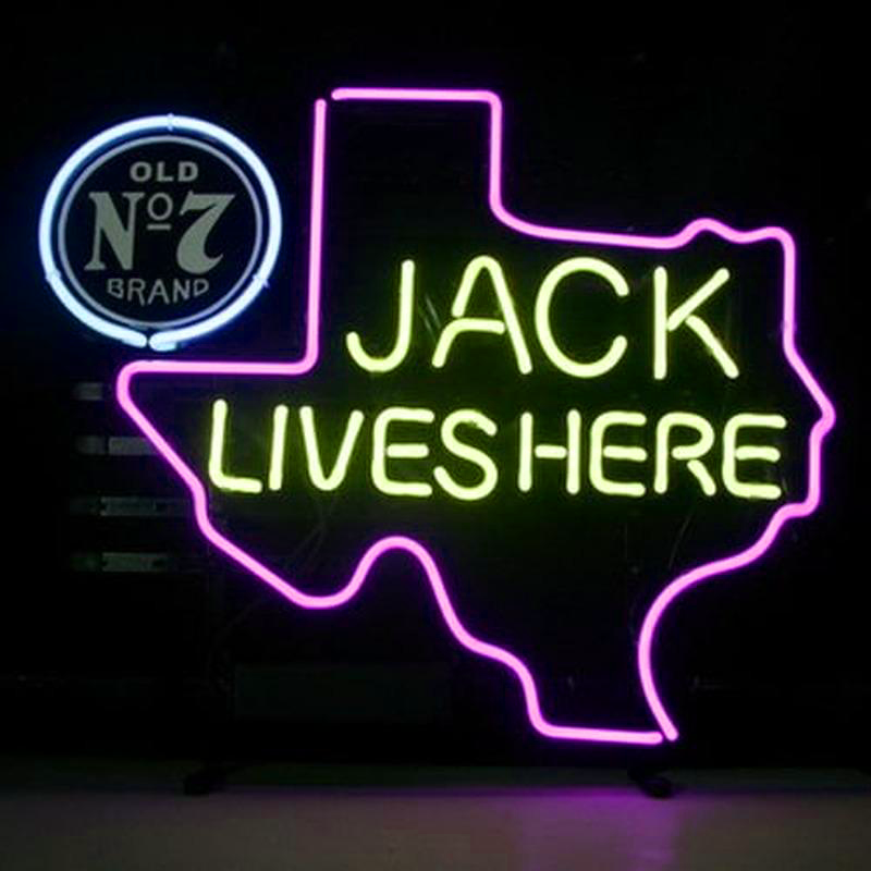 New Jack Daniels Lives Here Texas Old No7 Whiskey Handmade Art Neon Sign Wall Decor