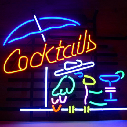 Professional Cocktail Parrot Cocktails Real Neon Glass Beer Bar Pub Sign Wall Decor