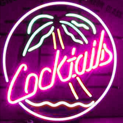 Professional Cocktails Palm Tree Beer Bar Open Neon Signs Wall Decor
