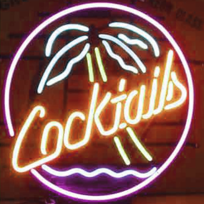 Professional Cocktails Palm Tree Beer Bar Open Neon Signs Wall Decor