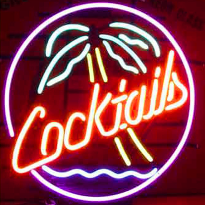 Professional Cocktails Palm Tree Beer Bar Open Neon Signs Wall Decor