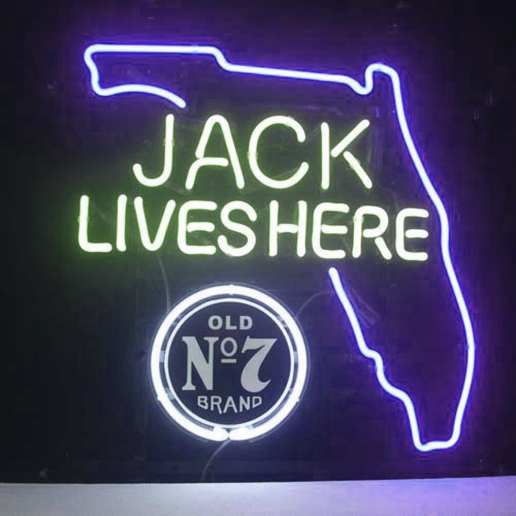 Professional Jack Daniels Jack Lives Florida Whiskey Beer Bar Open Neon Signs Wall Decor