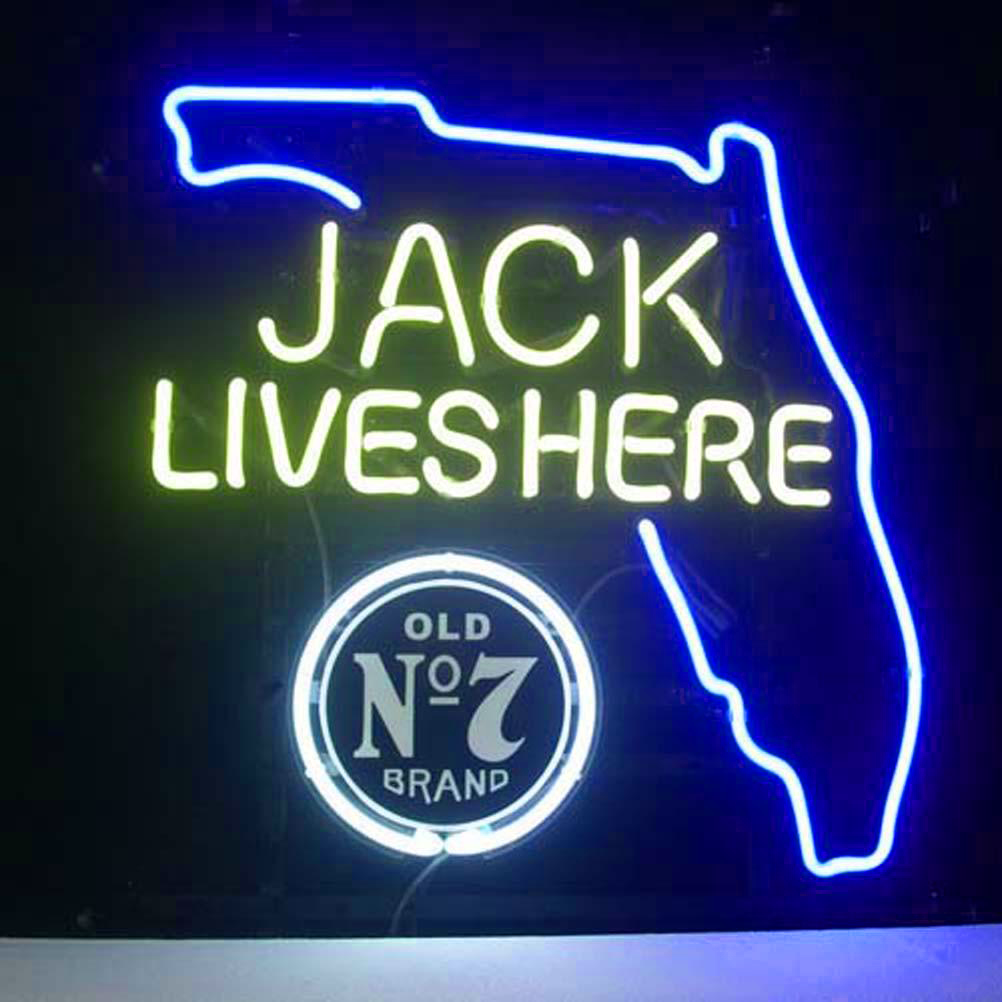 Professional Jack Daniels Jack Lives Florida Whiskey Beer Bar Open Neon Signs Wall Decor