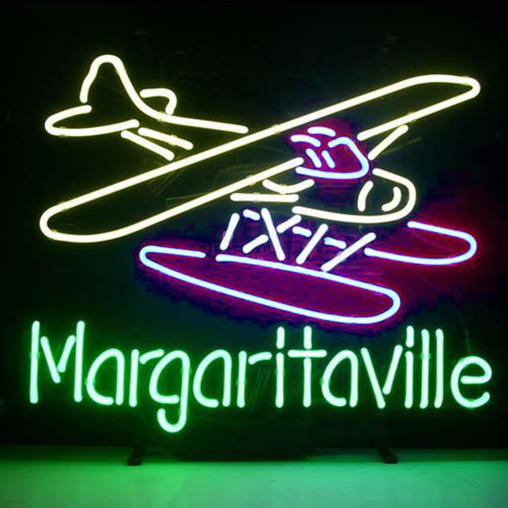 Professional Jimmy Buffett Margaritaville Airplane Beer Bar Open Neon Signs Wall Decor