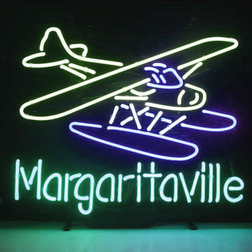 Professional Jimmy Buffett Margaritaville Airplane Beer Bar Open Neon Signs Wall Decor