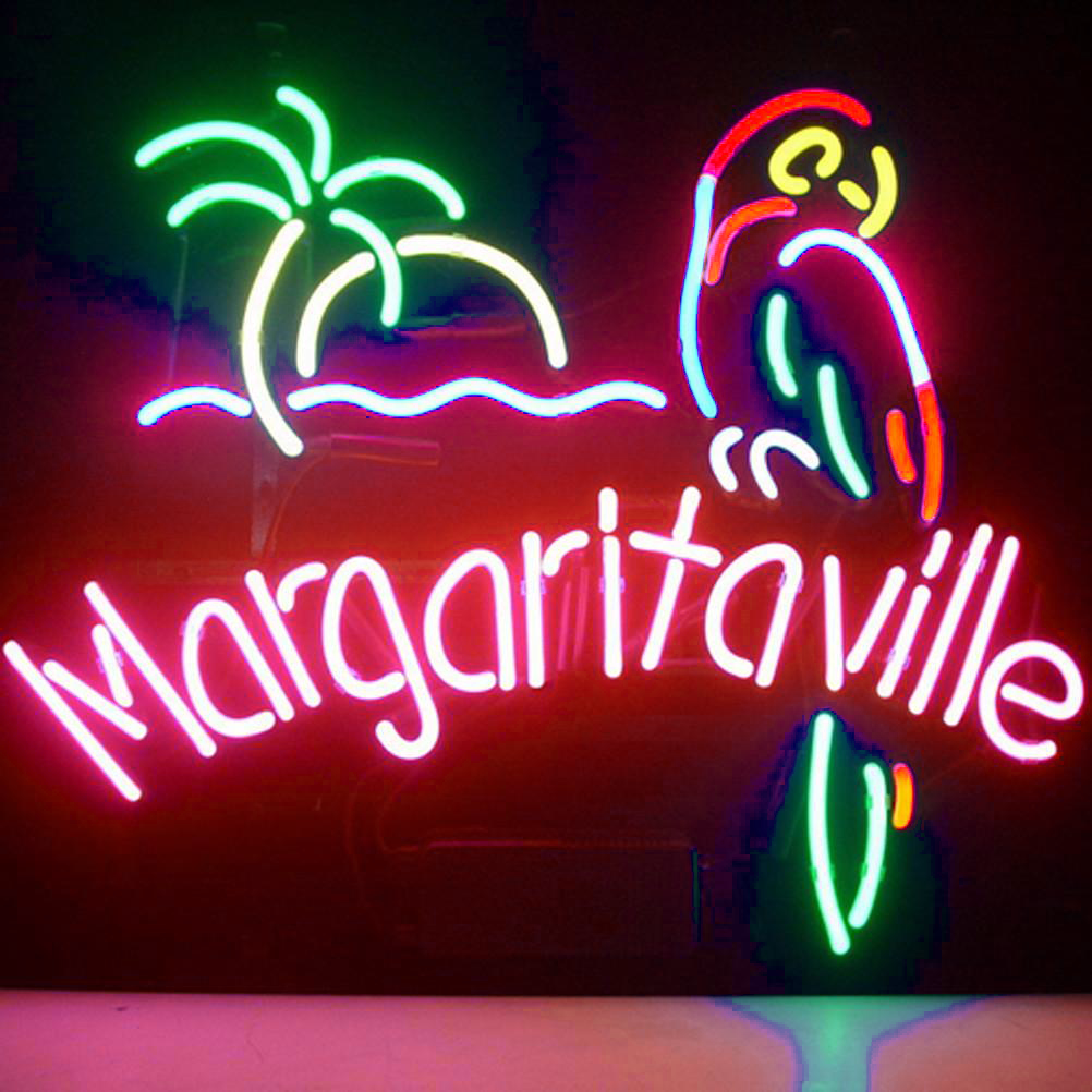 Professional Jimmy Buffett Margaritaville Paradise Parrot Beer Bar Open Neon Signs Wall Decor