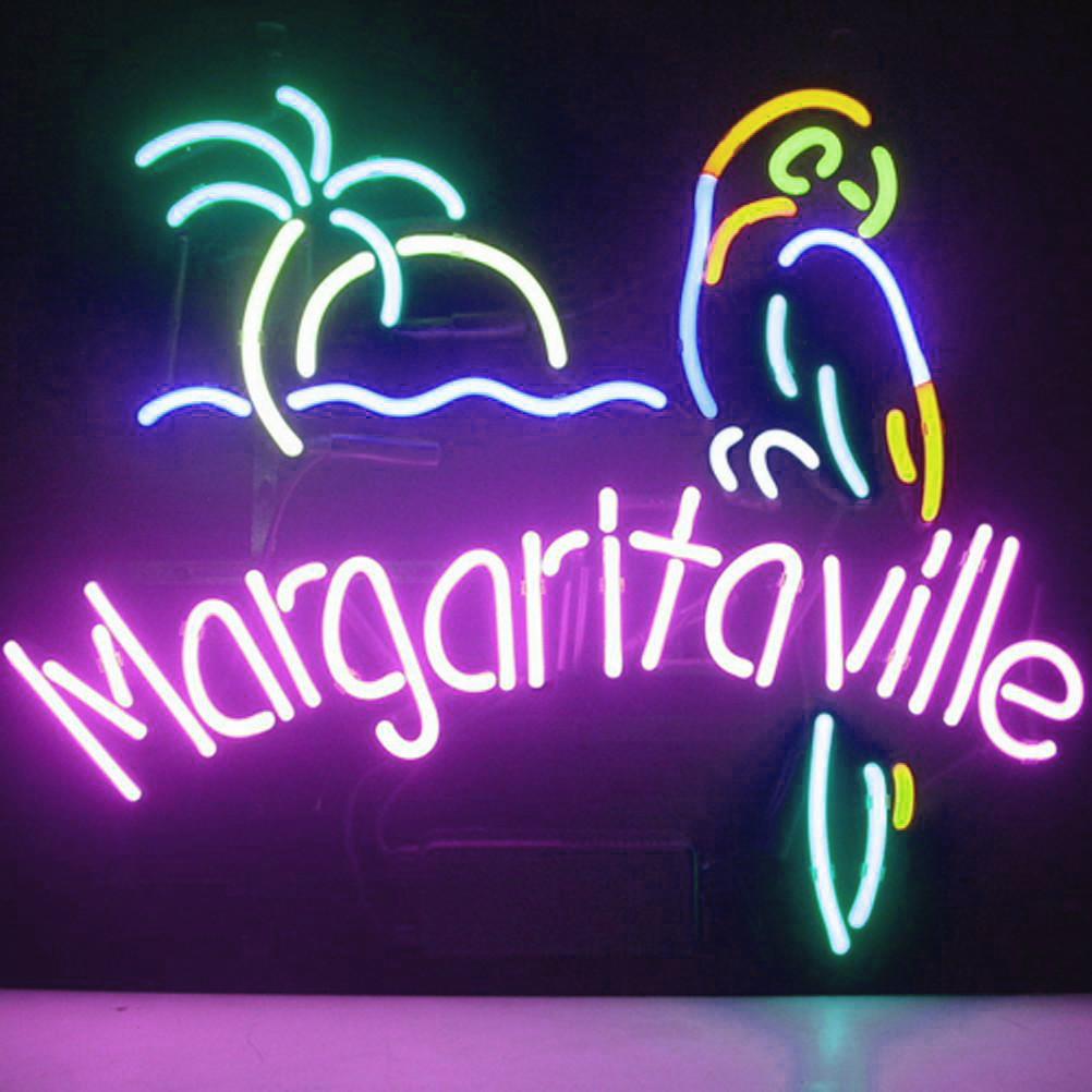 Professional Jimmy Buffett Margaritaville Paradise Parrot Beer Bar Open Neon Signs Wall Decor