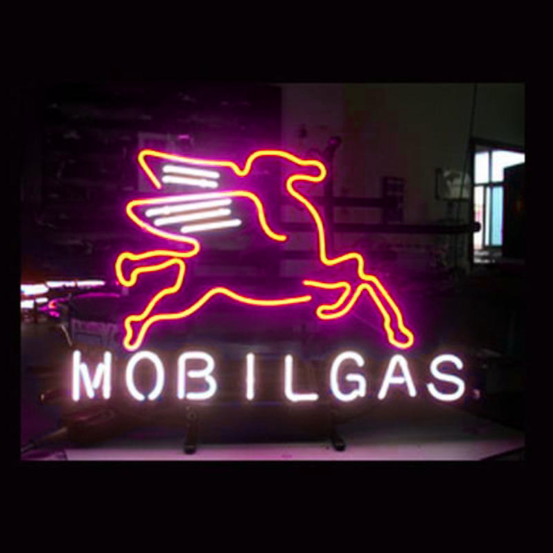 Mobilgas Oil Handmade Art Neon Sign Wall Decor