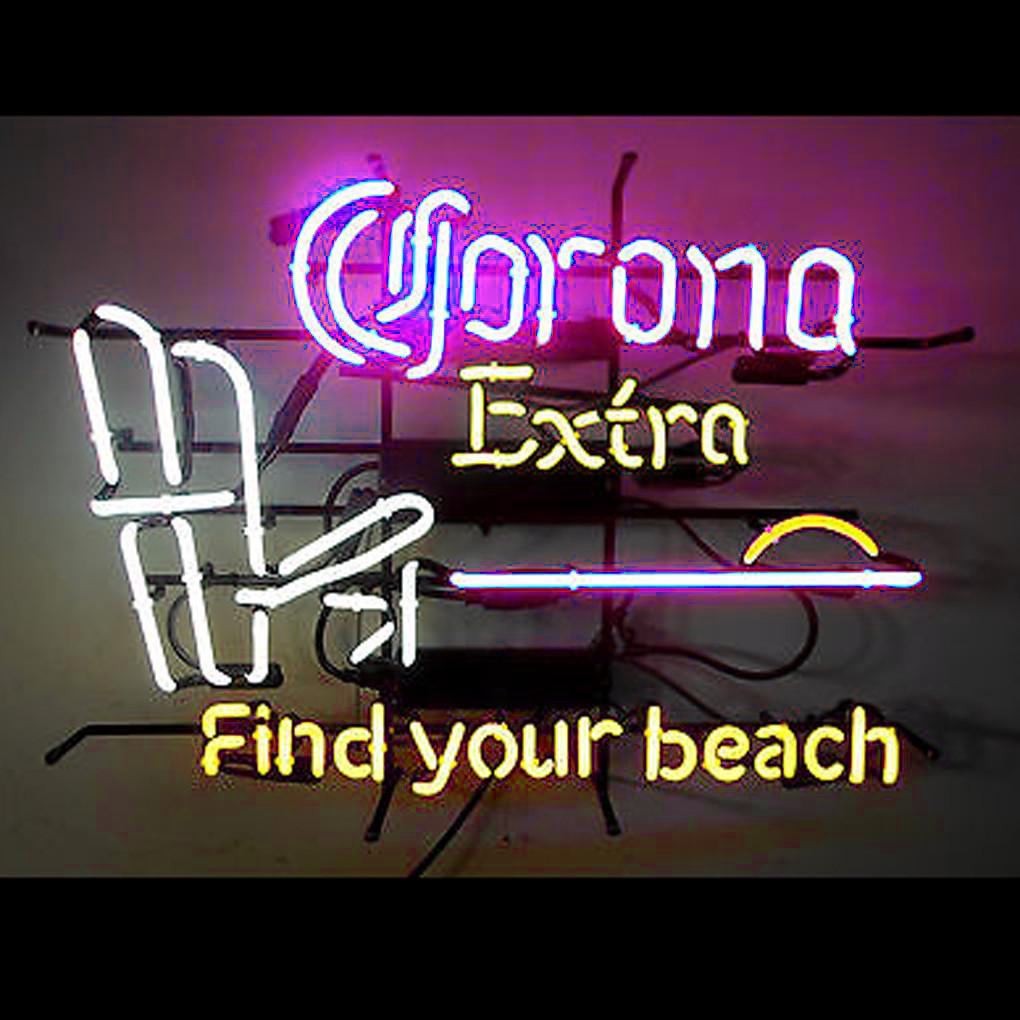 Corona Extra Beer Find Your Beach Chair Sunset Water Palm Tree