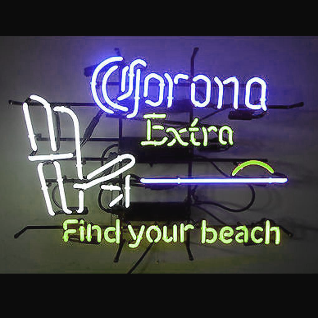 Corona Extra Beer Find Your Beach Chair Sunset Water Palm Tree