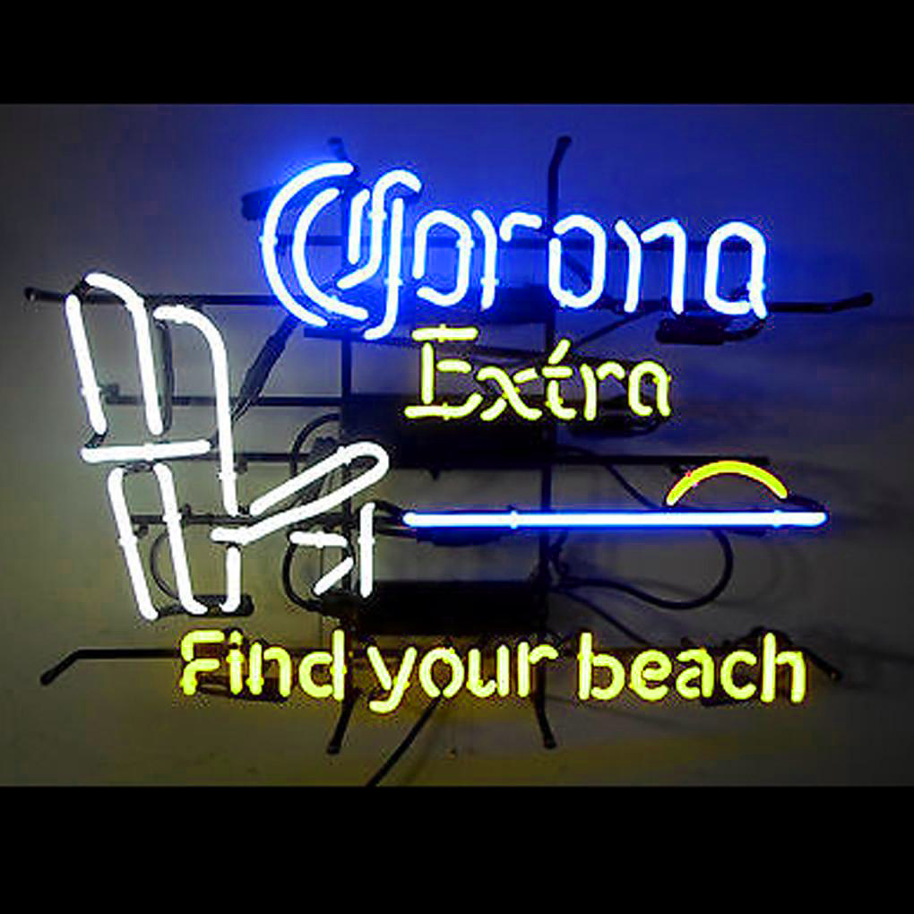 Corona Extra Beer Find Your Beach Chair Sunset Water Palm Tree