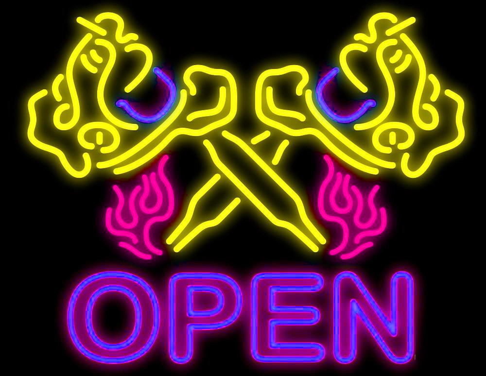 Flaming Tattoo Machine Handmade Art Neon Signs