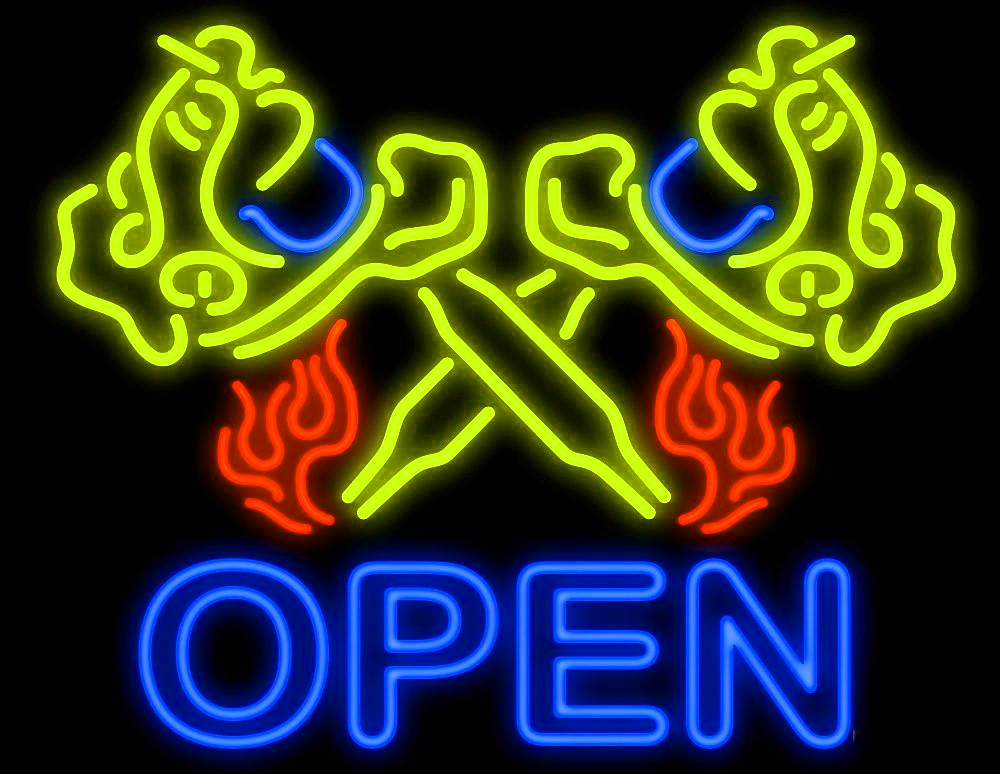 Flaming Tattoo Machine Handmade Art Neon Signs