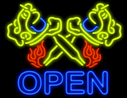 Flaming Tattoo Machine Handmade Art Neon Signs