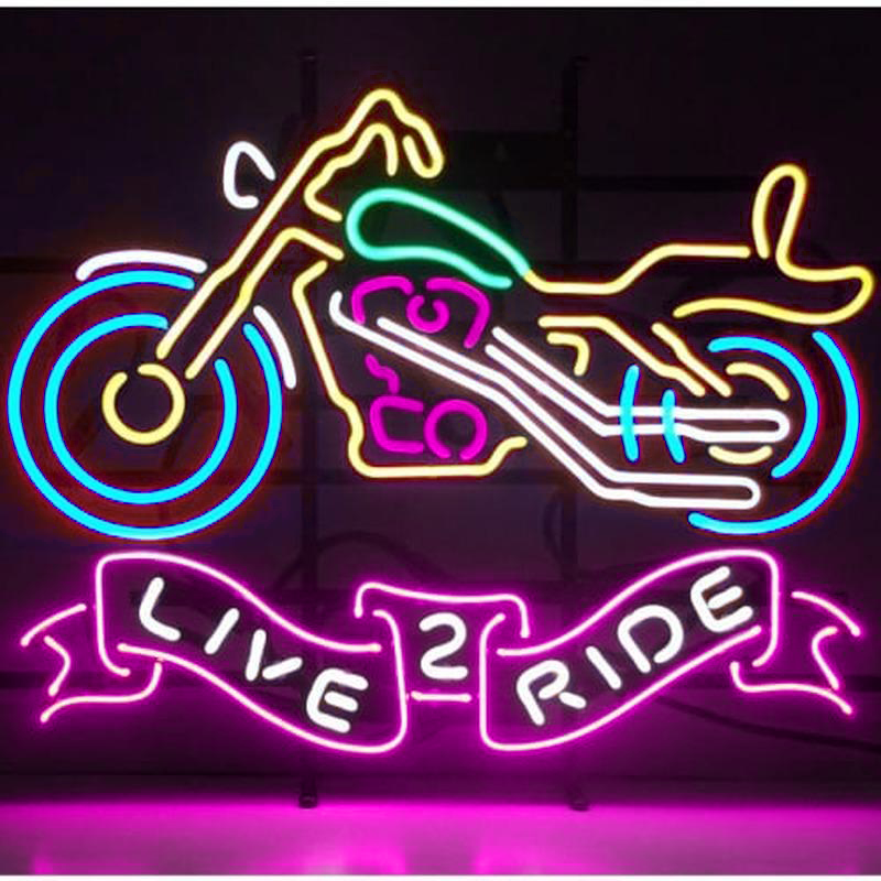 Live 2 Ride Motorcycle Handmade Art Neon Sign