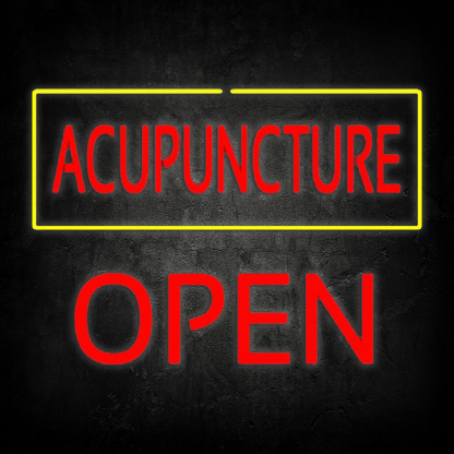 Red Acupuncture Yellow Border Block Open Led Neon Signs