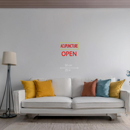 Red Acupuncture Yellow Border Block Open Led Neon Signs