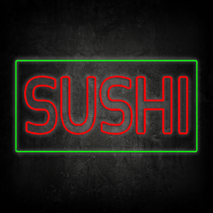 Red Double Stroke Sushi With Green Border Led Neon Signs