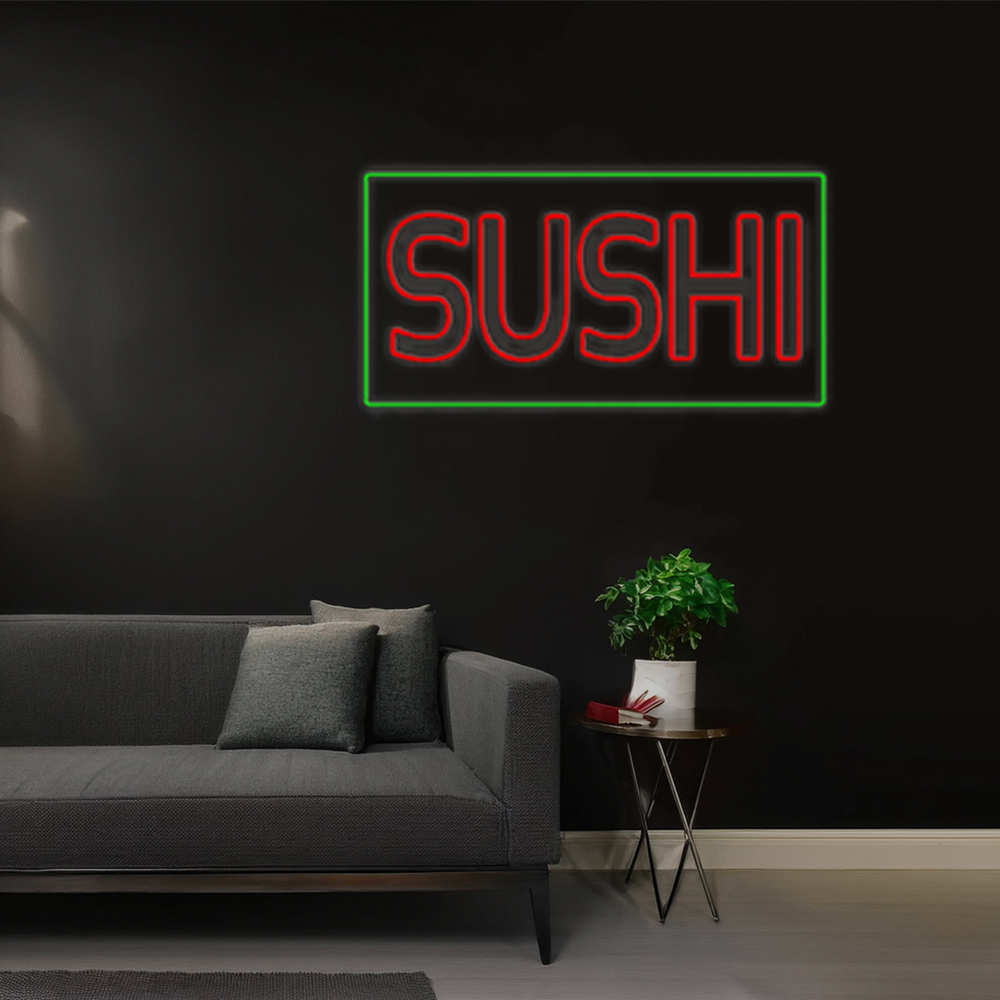 Red Double Stroke Sushi With Green Border Led Neon Signs