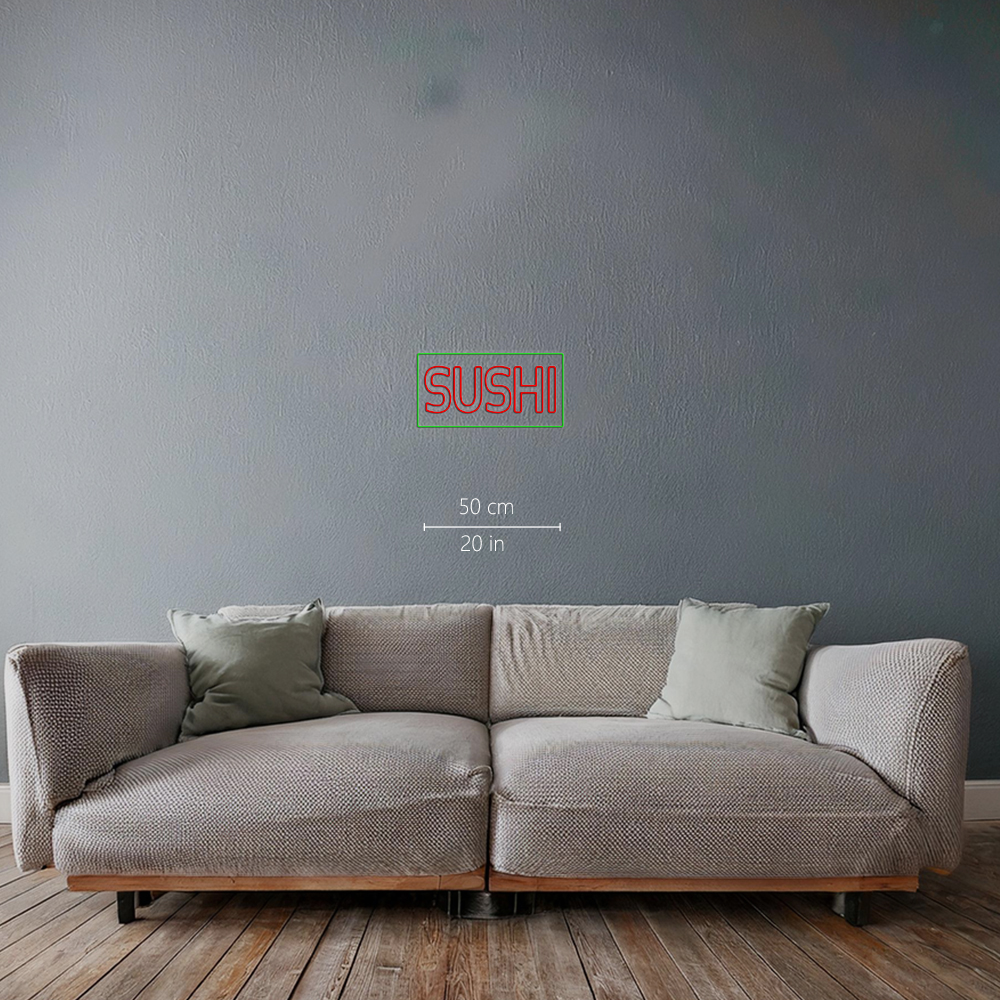 Red Double Stroke Sushi With Green Border Led Neon Signs