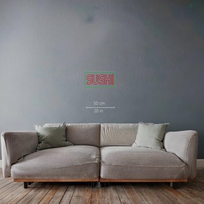 Red Double Stroke Sushi With Green Border Led Neon Signs