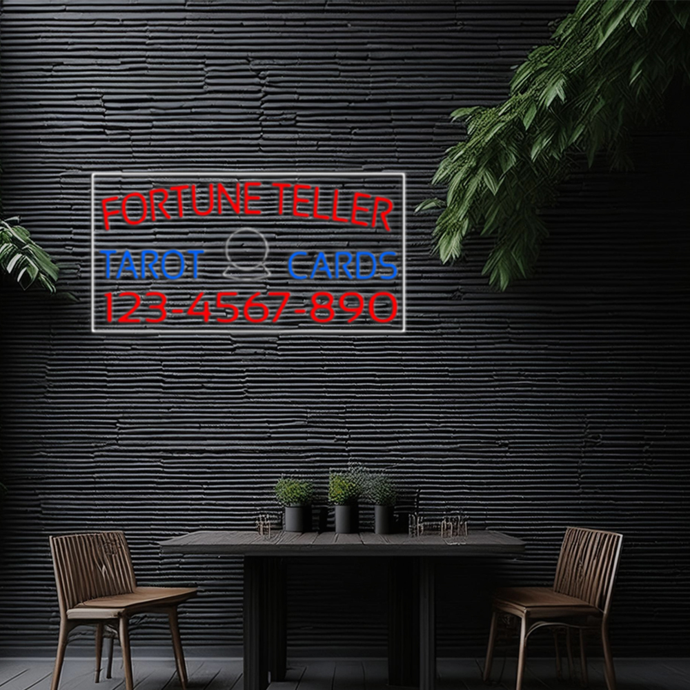 Red Fortune Teller Blue Tarot Cards With Phone Number Led Neon Signs