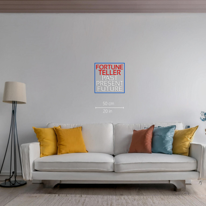 Red Fortune Teller White Past Present Future Blue Border Led Neon Sign