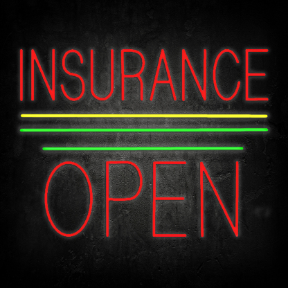 Red Insurance Open Block Yellow Green Line Led Neon Signs