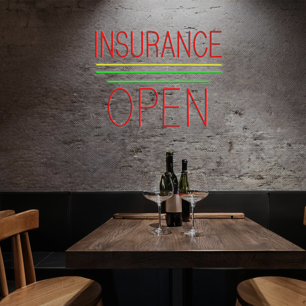 Red Insurance Open Block Yellow Green Line Led Neon Signs