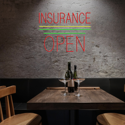 Red Insurance Open Block Yellow Green Line Led Neon Signs
