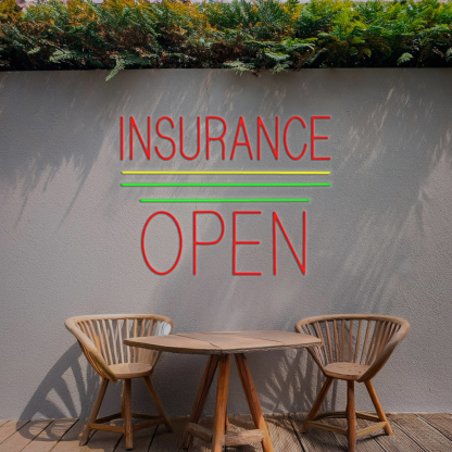 Red Insurance Open Block Yellow Green Line Led Neon Signs