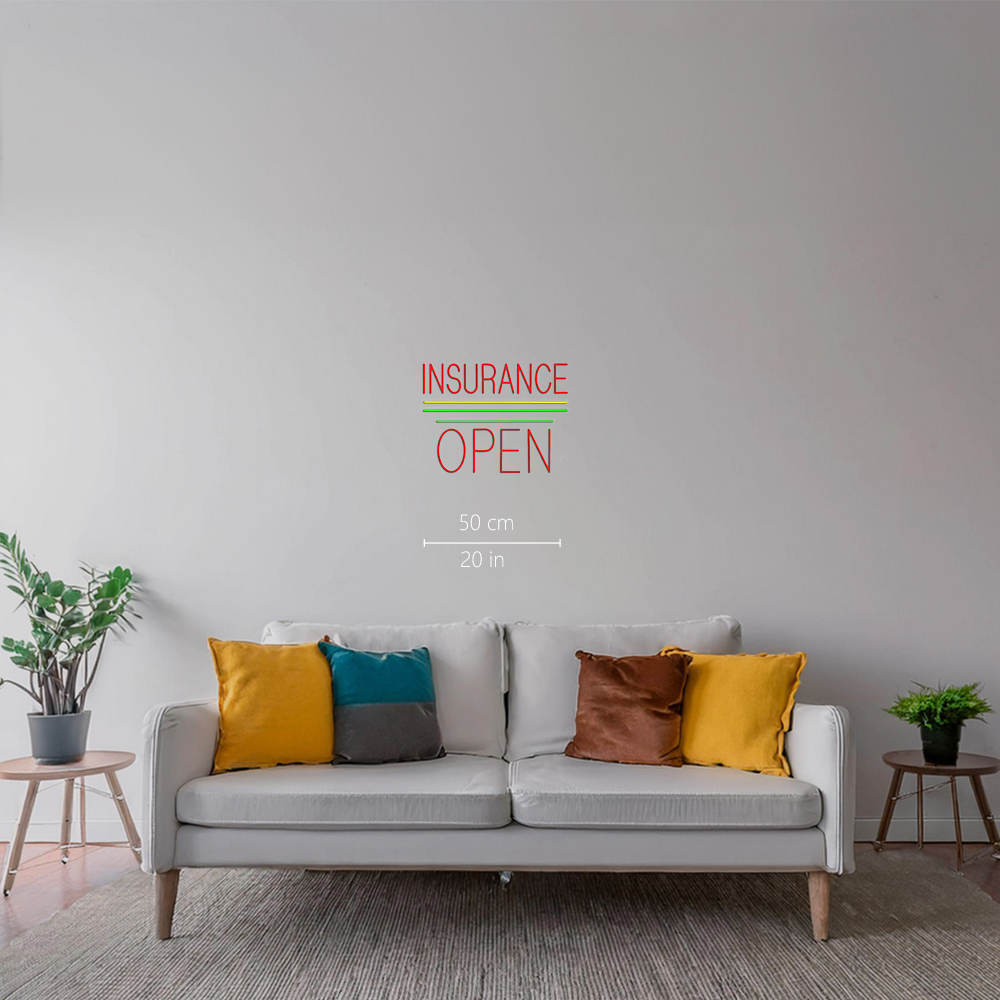 Red Insurance Open Block Yellow Green Line Led Neon Signs